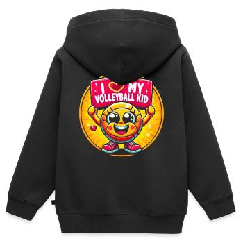 Fröhliches Volleyball-Maskottchen - Kinder Premium Organic Zip Hoodie - Schwarz - Hinten - AI Model Kid Male (0cm)