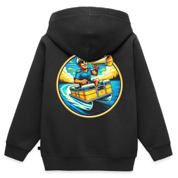 Nautical Captain Joy - Kids Premium Organic Zip-up Hoodie - black - Back - AI Model Kid Male (0cm)