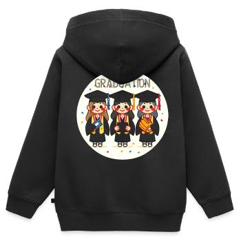 Abschlussfeier Fröhliches Trio - Kinder Premium Organic Zip Hoodie - Schwarz - Hinten - AI Model Kid Male (0cm)