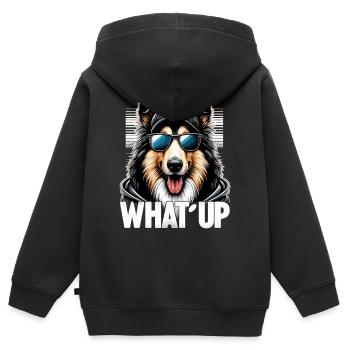 Collie Was geht Gangsta Gangster Hund Geschenk - Kinder Premium Organic Zip Hoodie - Schwarz - Hinten - AI Model Kid Male (0cm)