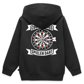 Coole Jungs spielen Dart Dartspieler - Kinder Premium Organic Zip Hoodie - Schwarz - Hinten - AI Model Kid Male (0cm)