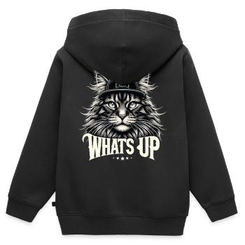 Maine Coon Katze cool Was geht ab Geschenk - Kinder Premium Organic Zip Hoodie - Schwarz - Hinten - AI Model Kid Male (0cm)