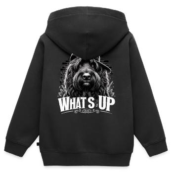 Schapendoes Was geht ab Gangsta cool Hund Geschenk - Kinder Premium Organic Zip Hoodie - Schwarz - Hinten - AI Model Kid Male (0cm)