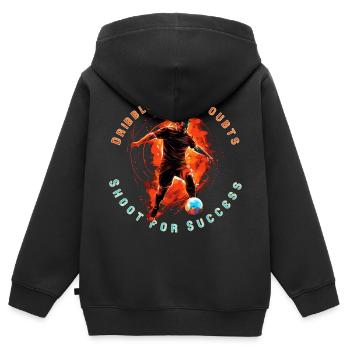 Soccer Striker In Action, Motivational Quote - Kids Premium Organic Zip-up Hoodie - black - Back - AI Model Kid Male (0cm)