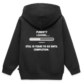 La puberté invite... patience requise - Sweat Premium à capuche zippé enfant bio - noir - Dos - AI Model Kid Male (0cm)