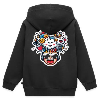 Jugendchaos - Kopf voller Träume - Kinder Premium Organic Zip Hoodie - Schwarz - Hinten - AI Model Kid Male (0cm)