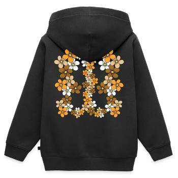 Blumenranke Blumenmuster floral blühende Blume - Kinder Premium Organic Zip Hoodie - Schwarz - Hinten - AI Model Kid Male (0cm)