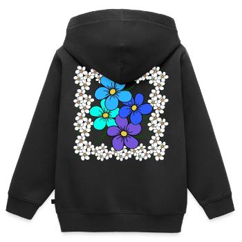 Blumenmuster floral Blumenranke blühende Blume - Kinder Premium Organic Zip Hoodie - Schwarz - Hinten - AI Model Kid Male (0cm)