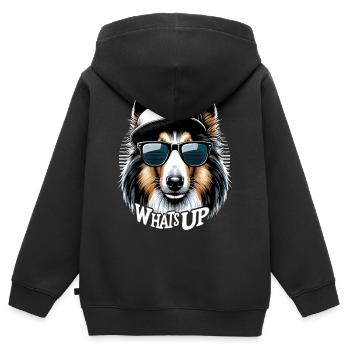 Collie Was geht Gangsta Gangster Hund Geschenk - Kinder Premium Organic Zip Hoodie - Schwarz - Hinten - AI Model Kid Male (0cm)