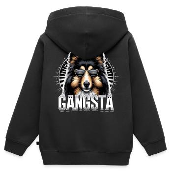 Collie Gangsta Gangster Hund Geschenk - Kinder Premium Organic Zip Hoodie - Schwarz - Hinten - AI Model Kid Male (0cm)