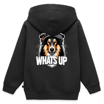 Collie Was geht Gangsta Gangster Hund Geschenk - Kinder Premium Organic Zip Hoodie - Schwarz - Hinten - AI Model Kid Male (0cm)
