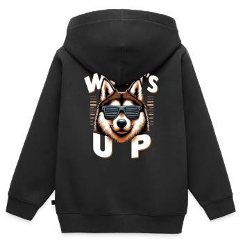 Laika Was geht ab Gangsta Hund Geschenk - Kinder Premium Organic Zip Hoodie - Schwarz - Hinten - AI Model Kid Male (0cm)