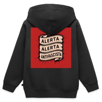 Alerta Antifaschist - Kinder Premium Organic Zip Hoodie - Schwarz - Hinten - AI Model Kid Male (0cm)