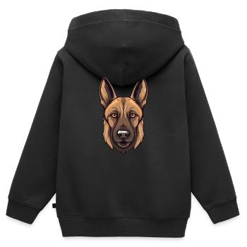 Belgische Malinoi Hunderasse Aquarell Cartoon Kawai - Kinder Premium Organic Zip Hoodie - Schwarz - Hinten - AI Model Kid Male (0cm)