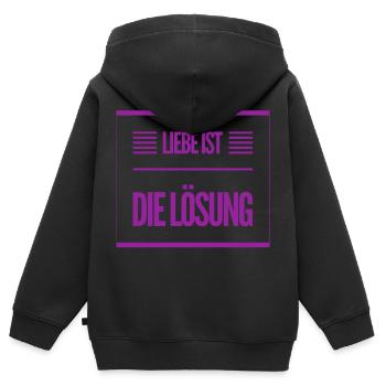 ich liebe die Liebe - Kinder Premium Organic Zip Hoodie - Schwarz - Hinten - AI Model Kid Male (0cm)