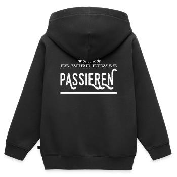 Quelque chose va se passer - Sweat Premium à capuche zippé enfant bio - noir - Dos - AI Model Kid Male (0cm)