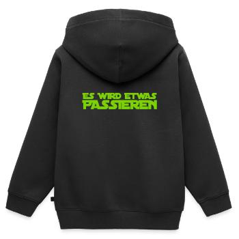 das passiert bald - Kinder Premium Organic Zip Hoodie - Schwarz - Hinten - AI Model Kid Male (0cm)