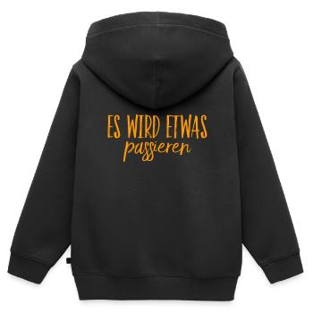 Quelque chose se passe - Sweat Premium à capuche zippé enfant bio - noir - Dos - AI Model Kid Male (0cm)