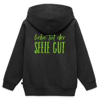 L’amour est sacré - Sweat Premium à capuche zippé enfant bio - noir - Dos - AI Model Kid Male (0cm)