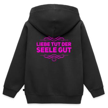L’amour est un miracle - Sweat Premium à capuche zippé enfant bio - noir - Dos - AI Model Kid Male (0cm)