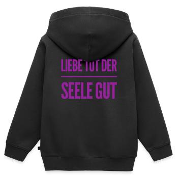 die Seele will geliebt werden - Kinder Premium Organic Zip Hoodie - Schwarz - Hinten - AI Model Kid Male (0cm)