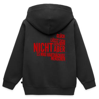 Je n’abandonne pas - Sweat Premium à capuche zippé enfant bio - noir - Dos - AI Model Kid Male (0cm)