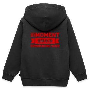 Je vis dans l’ici et maintenant - Sweat Premium à capuche zippé enfant bio - noir - Dos - AI Model Kid Male (0cm)