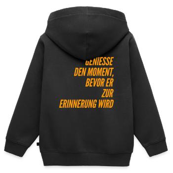 J’aime le présent - Sweat Premium à capuche zippé enfant bio - noir - Dos - AI Model Kid Male (0cm)