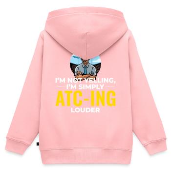 Contrôleur de la circulation aérienne ATC Aviation Humour Avion - Sweat Premium à capuche zippé enfant bio - rose - Dos - AI Model Kid Female (0cm)