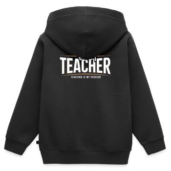 Enseignant Enseignant Élève Profession d’école - Sweat Premium à capuche zippé enfant bio - noir - Dos - AI Model Kid Male (0cm)