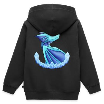 Frost-Drache - Kinder Premium Organic Zip Hoodie - Schwarz - Hinten - AI Model Kid Male (0cm)