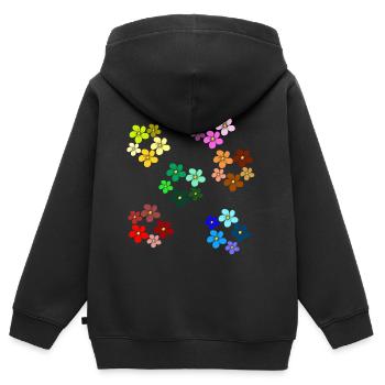 Blumenmuster blühende Blume floral Blumenranke - Kinder Premium Organic Zip Hoodie - Schwarz - Hinten - AI Model Kid Male (0cm)