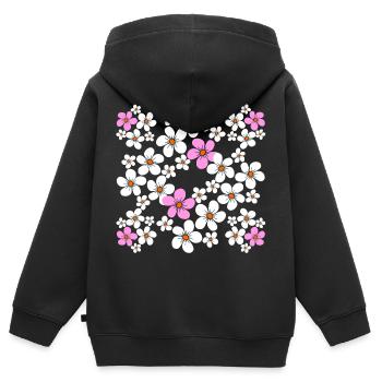 Blumenmuster Blume floral Blumenranke Blüte - Kinder Premium Organic Zip Hoodie - Schwarz - Hinten - AI Model Kid Male (0cm)