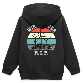 L’énergie éolienne RIP, non à l’énergie éolienne - Sweat Premium à capuche zippé enfant bio - noir - Dos - AI Model Kid Male (0cm)