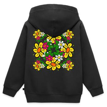 Blumenstrauß Blumenmuster Blumenranke Blume floral - Kinder Premium Organic Zip Hoodie - Schwarz - Hinten - AI Model Kid Male (0cm)