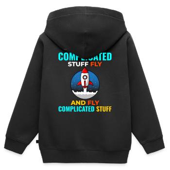 Luft- und Raumfahrtingenieur Raumfahrtraketenwissenschaftler - Kinder Premium Organic Zip Hoodie - Schwarz - Hinten - AI Model Kid Male (0cm)