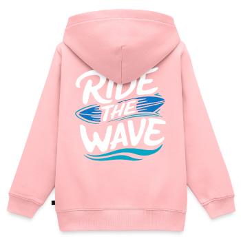 Ride the wave Surfen Surfbrett Sommer Urlaub - Kinder Premium Organic Zip Hoodie - Rosa - Hinten - AI Model Kid Female (0cm)