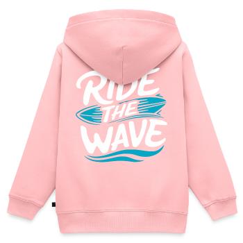 Ride the wave Surfen Surfbrett Sommer Urlaub - Kinder Premium Organic Zip Hoodie - Rosa - Hinten - AI Model Kid Female (0cm)