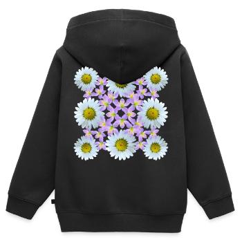 Blumenmuster Gänseblümchen Blume Blumenranke Blüte - Kinder Premium Organic Zip Hoodie - Schwarz - Hinten - AI Model Kid Male (0cm)