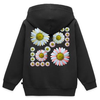 florales Blumenmuster Margeriten Blume Blumenranke - Kinder Premium Organic Zip Hoodie - Schwarz - Hinten - AI Model Kid Male (0cm)
