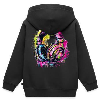 Graffiti Kopfhörer Headphones - Kinder Premium Organic Zip Hoodie - Schwarz - Hinten - AI Model Kid Male (0cm)