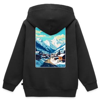 Ischgl Österreich Vintage Reiseplakat Souvenir WPA - Kinder Premium Organic Zip Hoodie - Schwarz - Hinten - AI Model Kid Male (0cm)