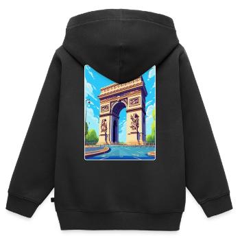 Arc De Triomphe Paris Frankreich Vintage Reiseposter - Kinder Premium Organic Zip Hoodie - Schwarz - Hinten - AI Model Kid Male (0cm)