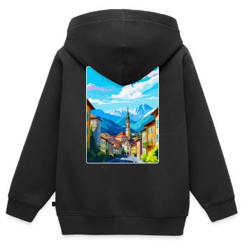 Bozen Italien Vintage Reiseplakat WPA Souvenir - Kinder Premium Organic Zip Hoodie - Schwarz - Hinten - AI Model Kid Male (0cm)