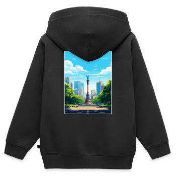 Mexiko-Stadt Vintage Reiseplakat Souvenir - Kinder Premium Organic Zip Hoodie - Schwarz - Hinten - AI Model Kid Male (0cm)