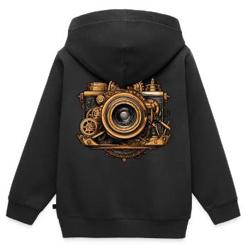 Steampunk Fotoapparat - Kinder Premium Organic Zip Hoodie - Schwarz - Hinten - AI Model Kid Male (0cm)