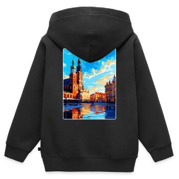 Krakau Polen Vintage Reiseplakat WPA Souvenir - Kinder Premium Organic Zip Hoodie - Schwarz - Hinten - AI Model Kid Male (0cm)