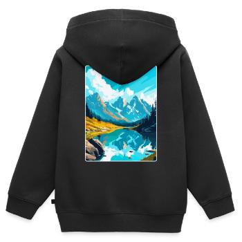 Berge Polen Vintage Reise Poster WPA - Kinder Premium Organic Zip Hoodie - Schwarz - Hinten - AI Model Kid Male (0cm)