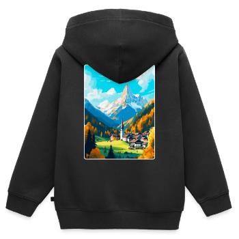Berchtesgaden Allemagne Affiche de voyage vintage WPA - Sweat Premium à capuche zippé enfant bio - noir - Dos - AI Model Kid Male (0cm)