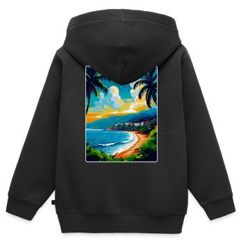 Côte d’Azur France Côte d’Azur France Affiche - Sweat Premium à capuche zippé enfant bio - noir - Dos - AI Model Kid Male (0cm)